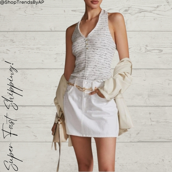 Anthropologie Pilcro Henley Halter Top - Picture 1 of 9